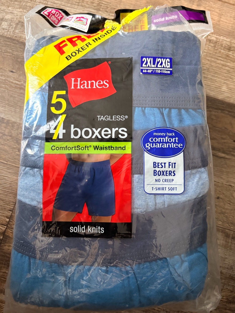 🌙 B75 Hanes 5 pack men’s solid knit boxers - 100% cotton